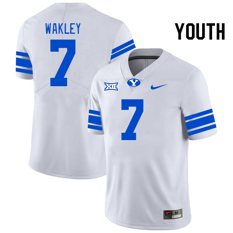 Youth #7 Crew Wakley BYU Cougars College Football Jerseys Stitched Sale-White